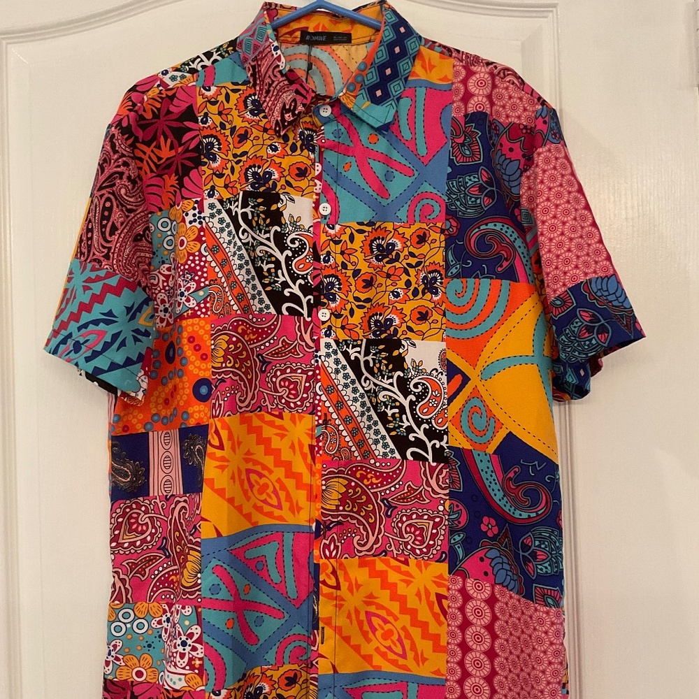 Rowme Patchwork Multi Color Men’s Shirt size XL *NWT*
